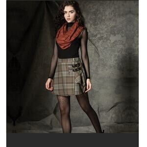 Outlander Hot Topic Tartan Kilt plaid gray brown 2X